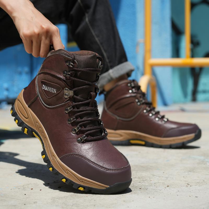 Waterproof Safety Boots Men Indestructible Steel Toe Work Boots Anti-smash Stab-resistant Safety Shoes Anti slip and wear-resistant Protective Boots Advanced color scheme Construction Work Shoes