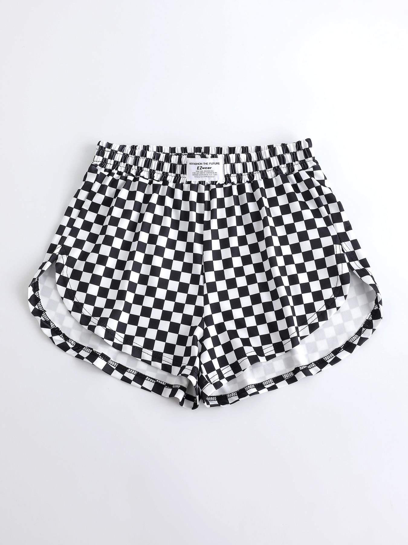 3-Pack Women's Loose-Fit Shorts, Leopard and Checkered Print, Elastic Waist, Casual Sporty Style, Fashionable Ladies' Clothing, Comfortable and Stylish