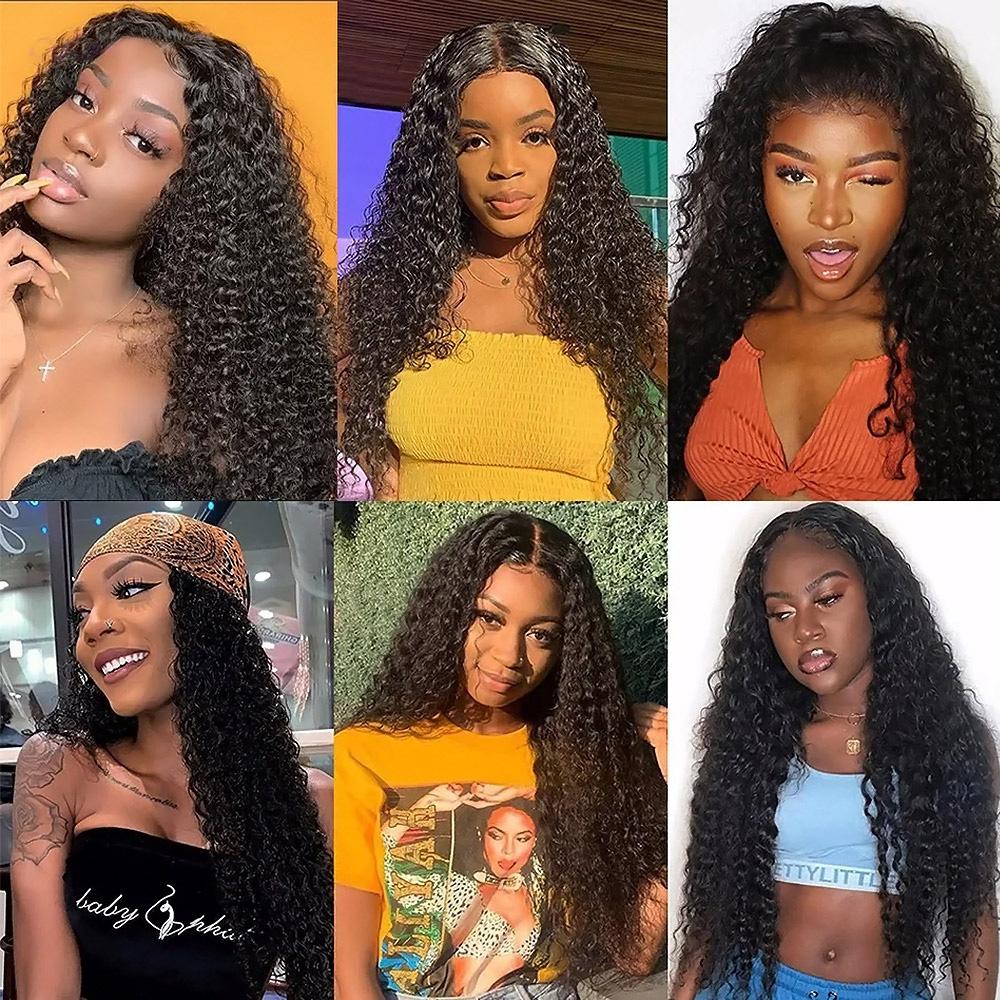 Kinky Curly Hair Bundles With Closure Virgin Human Hair Weave Bundles 10-28 Inches Natural Color Remy Hair Weave Extensions 100g/pc
