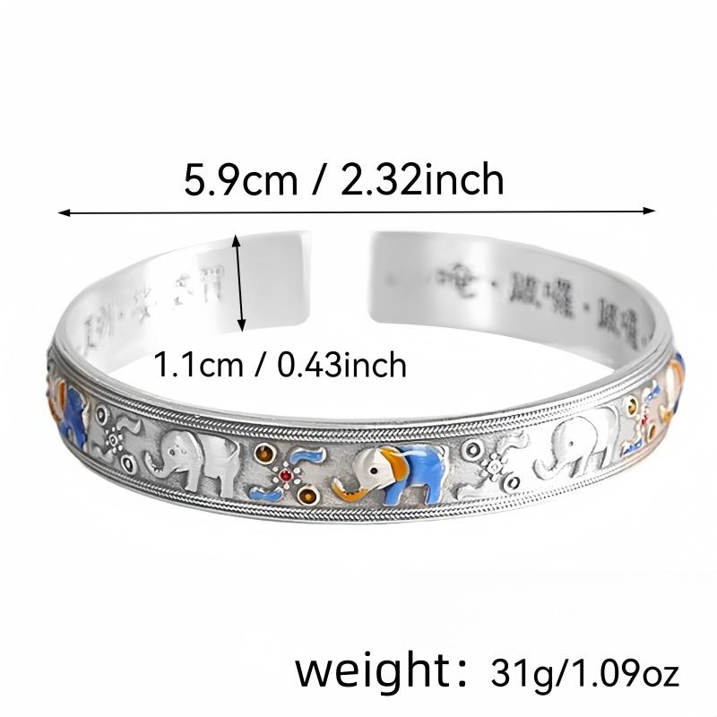 Solid Silver s999 bracelet Sterling Silver bracelet Ladies Open bracelet can be freely adjusted size Send girlfriend send Mom birthday holiday gift Silver weight 31 g /1.09 oz