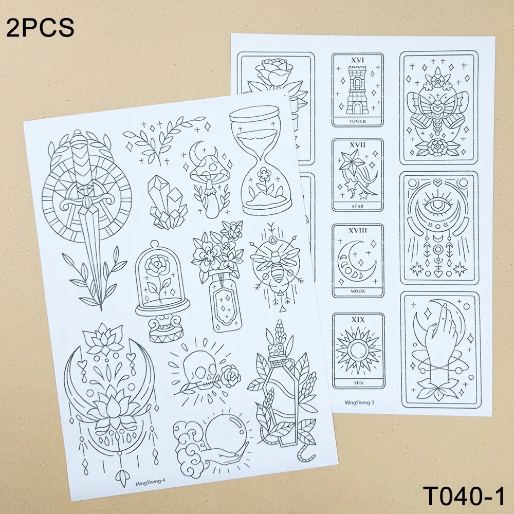 2 Piece Tarot Embroidery Pattern Set, Water-Soluble Embroidery Stabilizer, Beginner-Friendly Sewing Aid, Ideal for Fabric Crafts