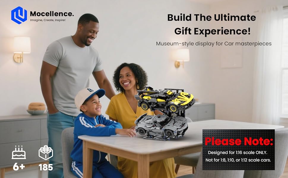 Display Stand for Lego Technic Cars (1:16 Scale Only), 2-Tier Stand for Lego Car 42204 42205 42173 42161 42138 and More, Display Building Set for Boys, Girls, Adults, Ages 6+