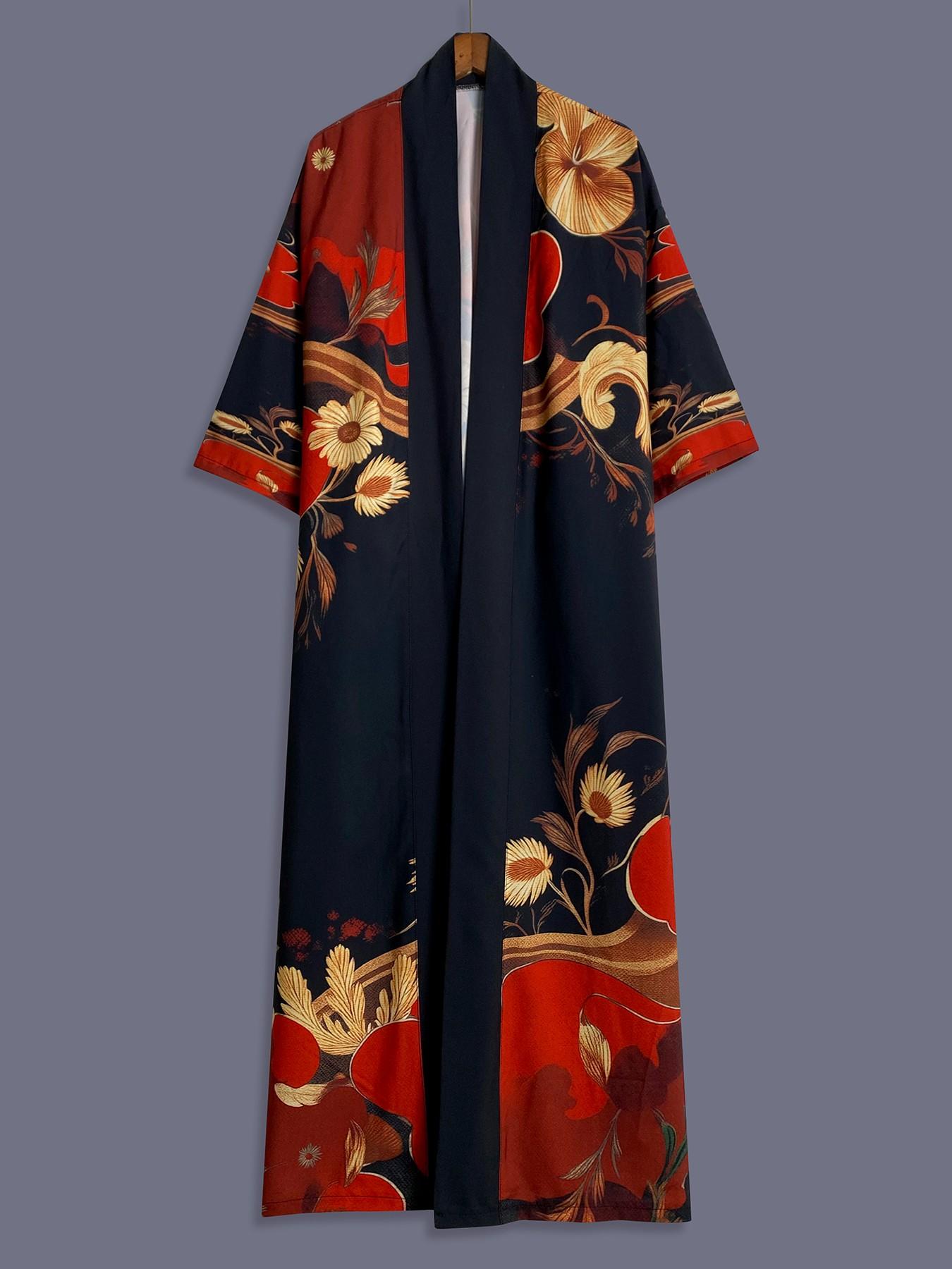 Women's Japanese Style Kaftan, Animal Print Loose-Fit Kimono Jacket, Elegant Party Outerwear, Summer Street Fashion, Beach Travel Coat, Womenswear