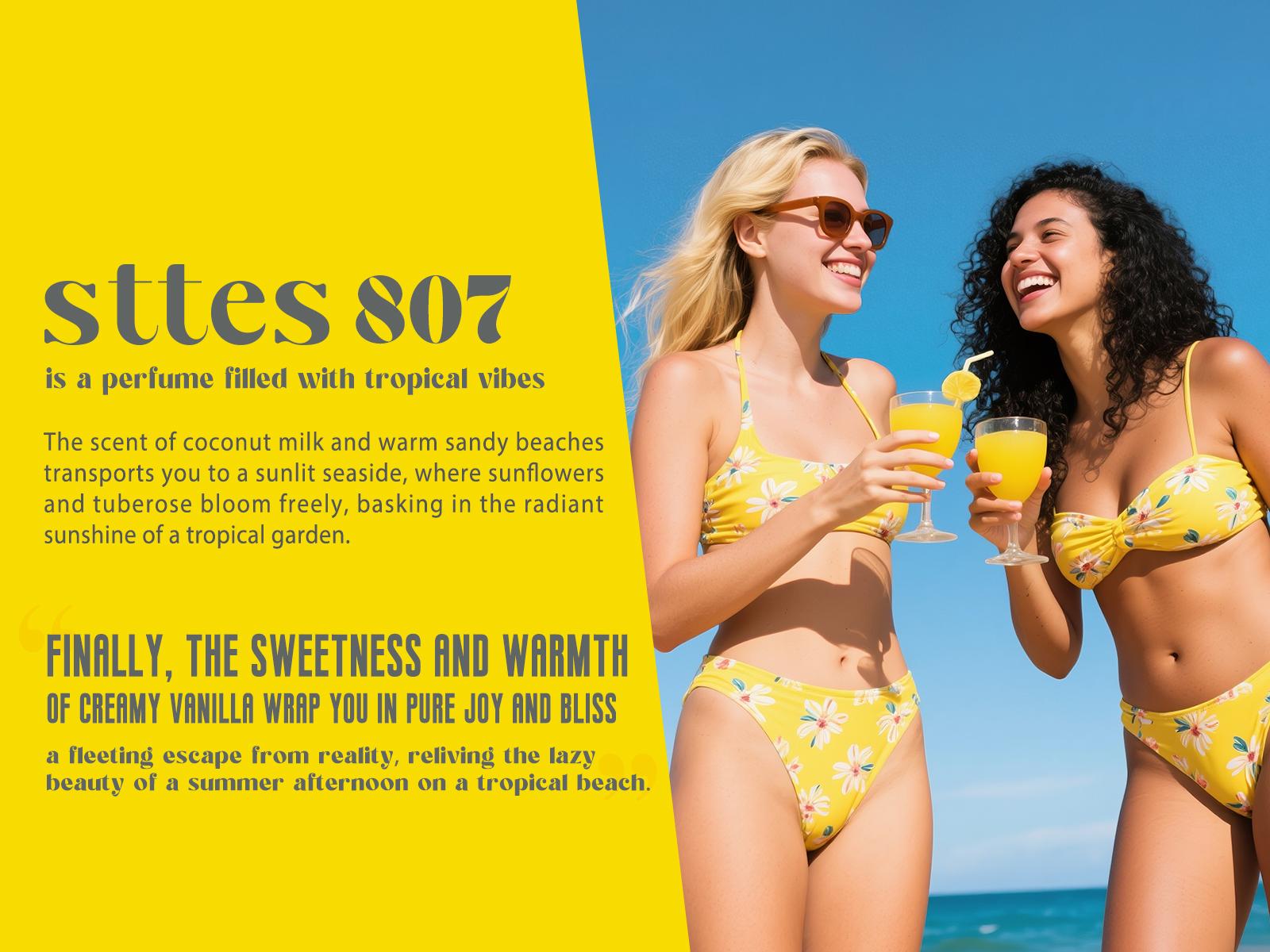 Sttes Perfume 807# (SUN AND SAND) – Eau De Parfum 100ml (3.4 fl oz) – Coconut Milk, Warm Sand, Vanilla
