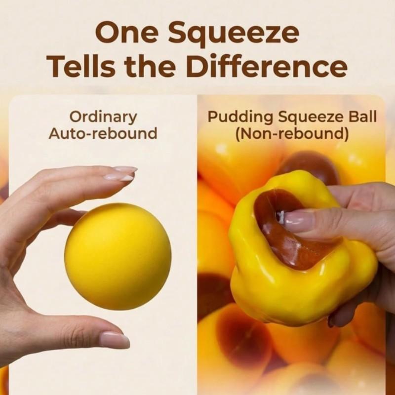 Non-Rebound Slow Rising Caramel Pudding Stress Ball, Soft Crispy Bead Filled Silicone Squeeze Toy, Squishy Fidgets, Anxiety Relief & Party Favors, Crunchy Pudding Squishy, Squishy Stress Balls