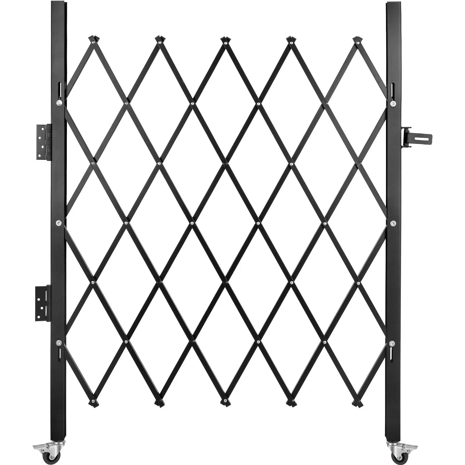 Single Folding Security Gate for Doorways, 61 x 71 Inch Steel Accordion Barricade, 360-Degree Rolling Gate, Flexible Expanding Barrier with Padlock, Scissor Gate for Doors, Home, Office, and Industrial Security