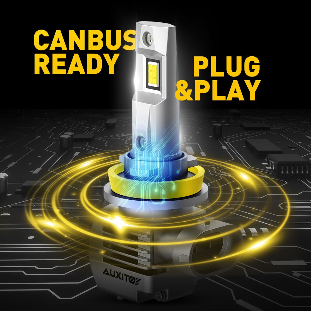 AUXITO H11 H4 H7 H13 9005 9006 9007 9012 9004 D2S D4S Bulbs - 120W, 6500K, 900% Brighter HeadLights, Compatible, 2-Pack