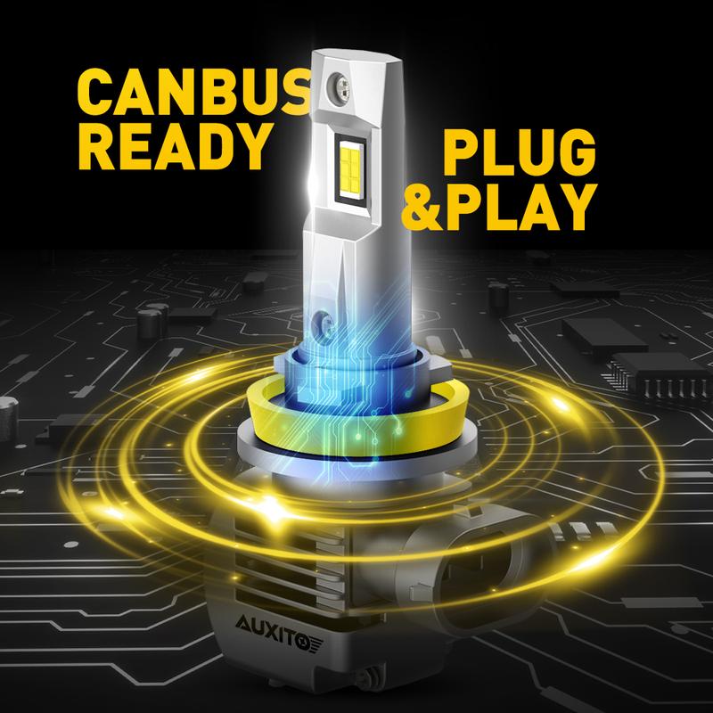 AUXITO H11 H4 H7 H13 9005 9006 9007 9012 9004 D2S D4S Bulbs - 120W, 6500K, 900% Brighter HeadLights, Compatible, 2-Pack