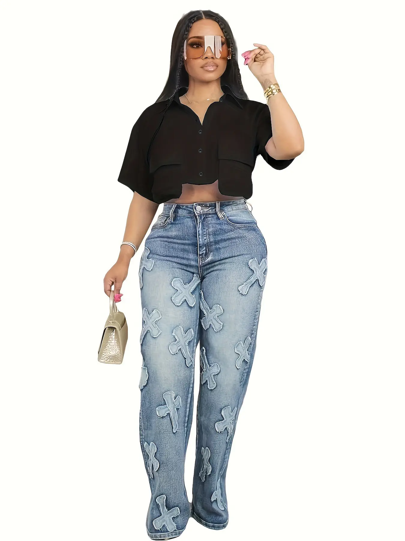 Spring Summer New European and American Women's Clothing, Unique Solid Color Short Sleeve Half Shirt, Available at Independent Store