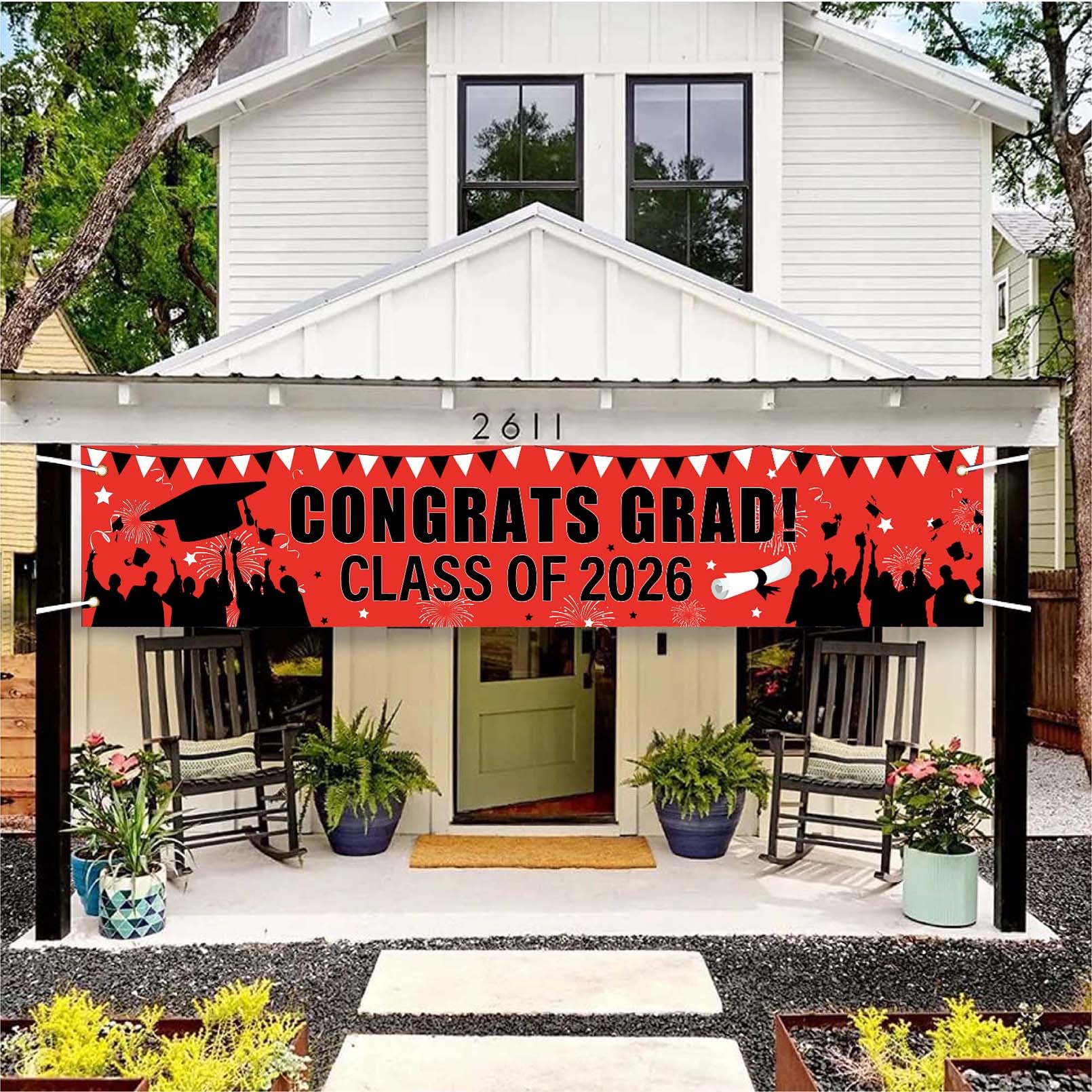 Large Celebration Graduation Banner, Red and Black, Class of 2026, Banner Background, 2026 Graduation, Yard Sign, Graduation Party Supplies and Decorations, Graduation Decorations, 2026