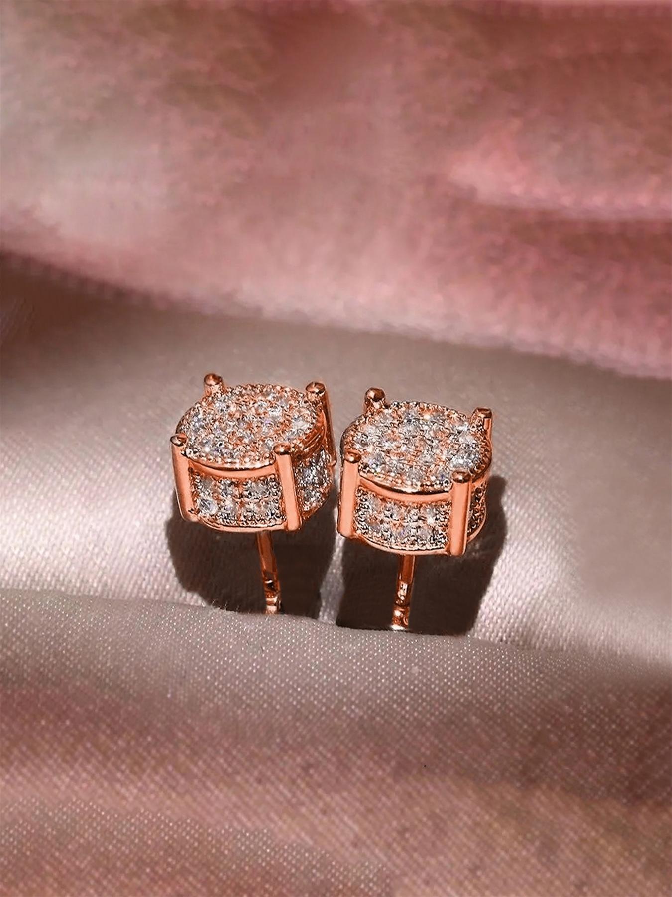 Rhinestone Decorated Stud Earrings, Women's Anniversary Wedding Jewelry Gift, Elegant Light Luxury Accessory, High Quality Earrings