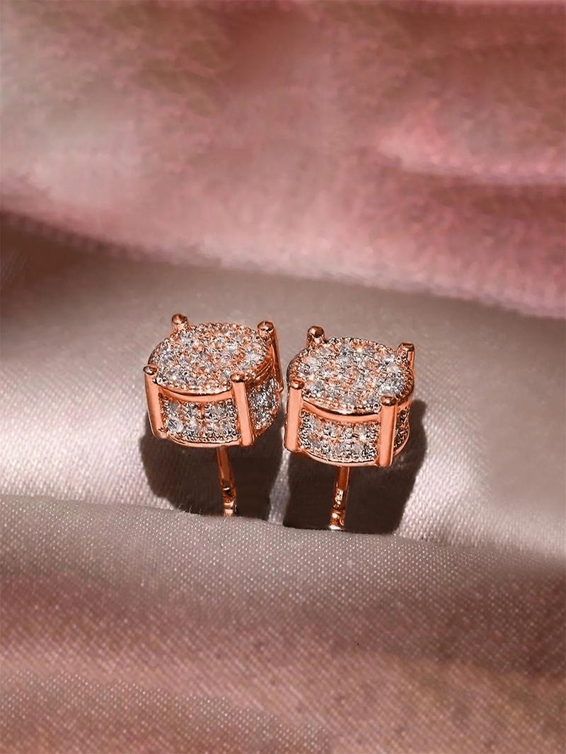 Rhinestone Decorated Stud Earrings, Women's Anniversary Wedding Jewelry Gift, Elegant Light Luxury Accessory, High Quality Earrings