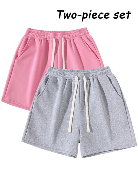 Men's Plain Drawstring Waist Shorts, Basic Casual Sporty Running Pants for Daily Wear and Exercise, Moderate Fabric, Fitted Style Summer Sports Shorts, Casual Athletic Shorts