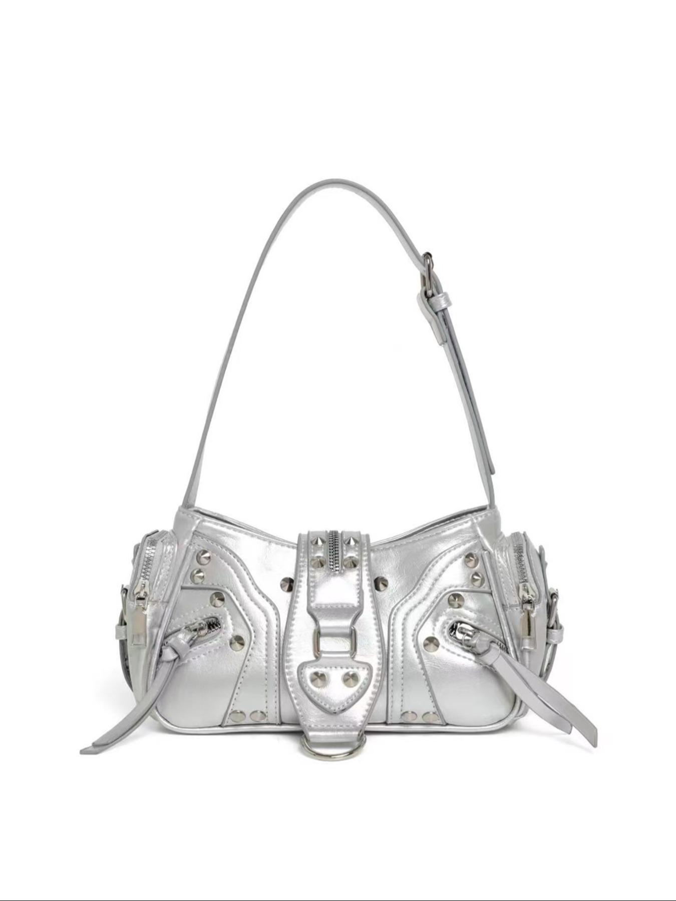 New Retro Y2K Sweet Cool Style Underarm Bag for Women, High-End Studded Motorcycle Commuter Shoulder Handbag, Versatile Single Strap Crossbody, Vintage Shoulder Bag, Fashion Crossbody Bags