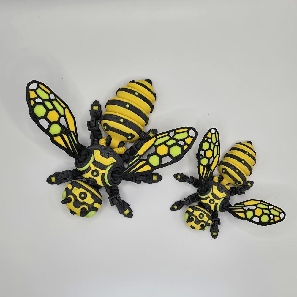 2pcs/set 3D Printed Bee Model Figurines, Mechanical Wind-Up Insect Figurine, Cyber Mechanical Insect Figurine, Movable Details, Decor Figurine Ornaments, Technological Insect Decoration, Table Decoration, Parent-Child Interactive
