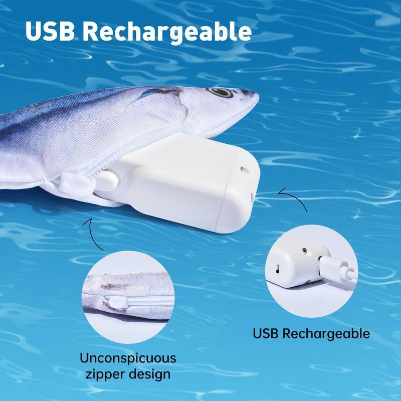 3-Pieces Cute Universal Sardine Flopping Fish Interactive Cat Toys, Rechargeable 7.1-Inches Catnip Toys with 3 Flapping Modes for All Breeds Cats, Interactive Toy