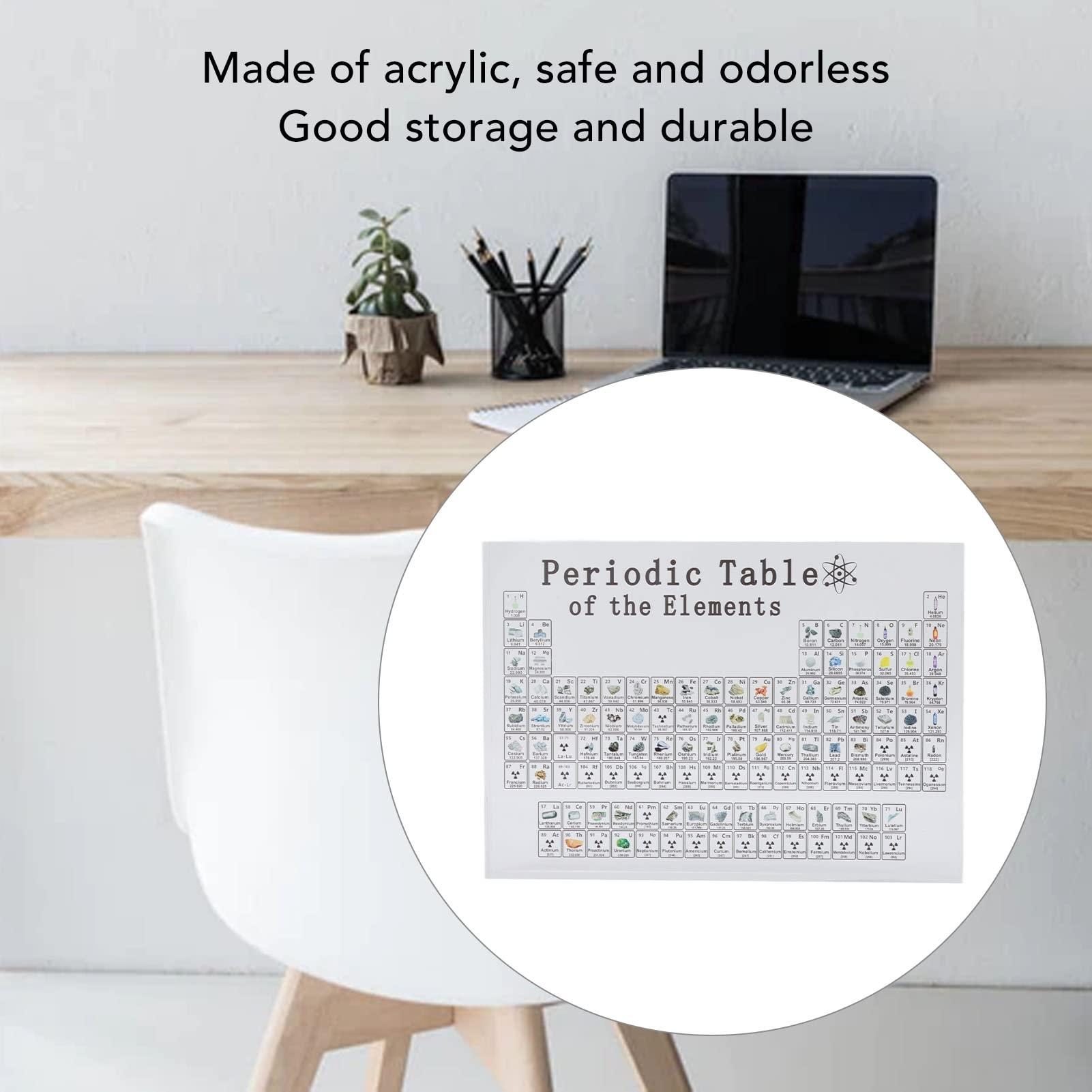 Periodic Table with Real Elements, 1 Count Acrylic 3D Periodic Table with Flange Pocket, Visual Learning Tools, School & Educational Supplies, Office Decor