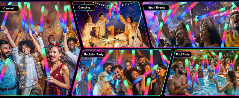 Bulk 12/36/52/102-Pack Colorful LED Light Up Glow Sticks for Raves & Concerts - 3 Flashing Modes, Glow in Dark Party Supplies for Home Parties, Fan Meetings, Weddings, Birthdays & Halloween Gifts Plastic Pearl