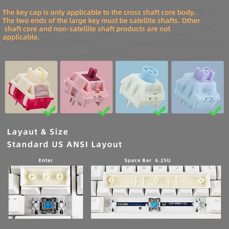 Cool Through-Print Keycap Collection, Transparent Crystal Light-Transmitting Design, Customizable Keyboard Accessory