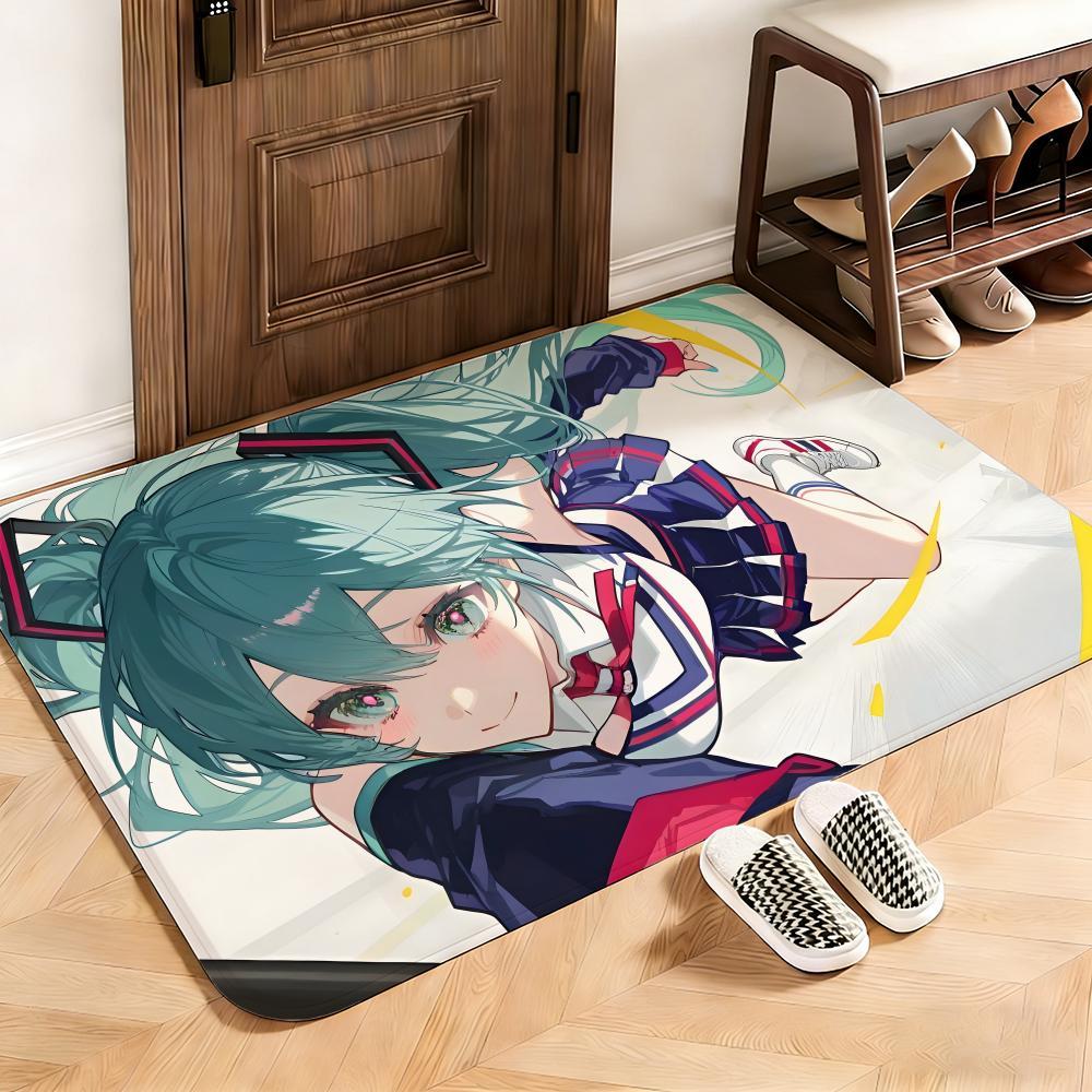 Music Hatsune Miku Floor Mat This soft flannel mat provides a cozy Soft flannel mat with quick water absorption, non-slip and durable. Easy to clean, ideal for bathroom and entryway use.