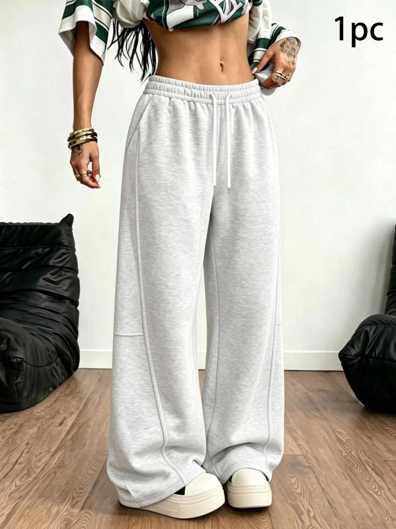 A1 Women's Comfy Lightweight Breathable Wide Leg Sweatpants High Waisted Drawstring Lounge Trousers Casual Loose Fit Baggy Joggers Athletic Workout Pants for Yoga Gym Everyday Wear Casual Sporty Pants