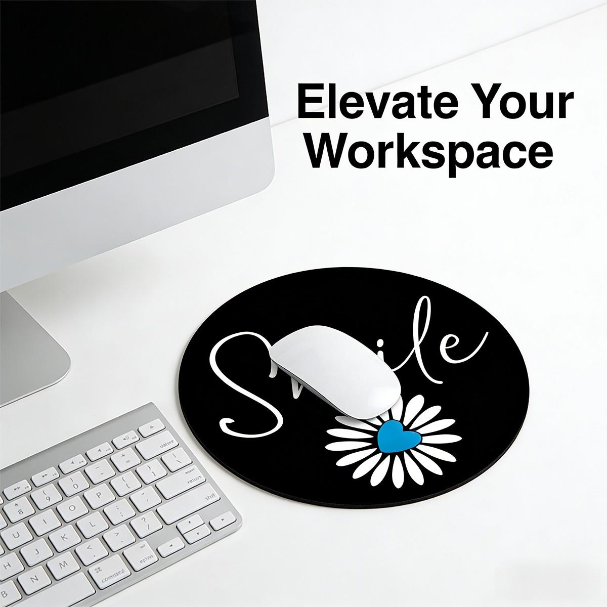 Fashionable Small Daisy Round Mouse Pad, Non-Slip Rubber Base, Gaming & Office Use, 7.87 Inch, Gift for Girls & Women