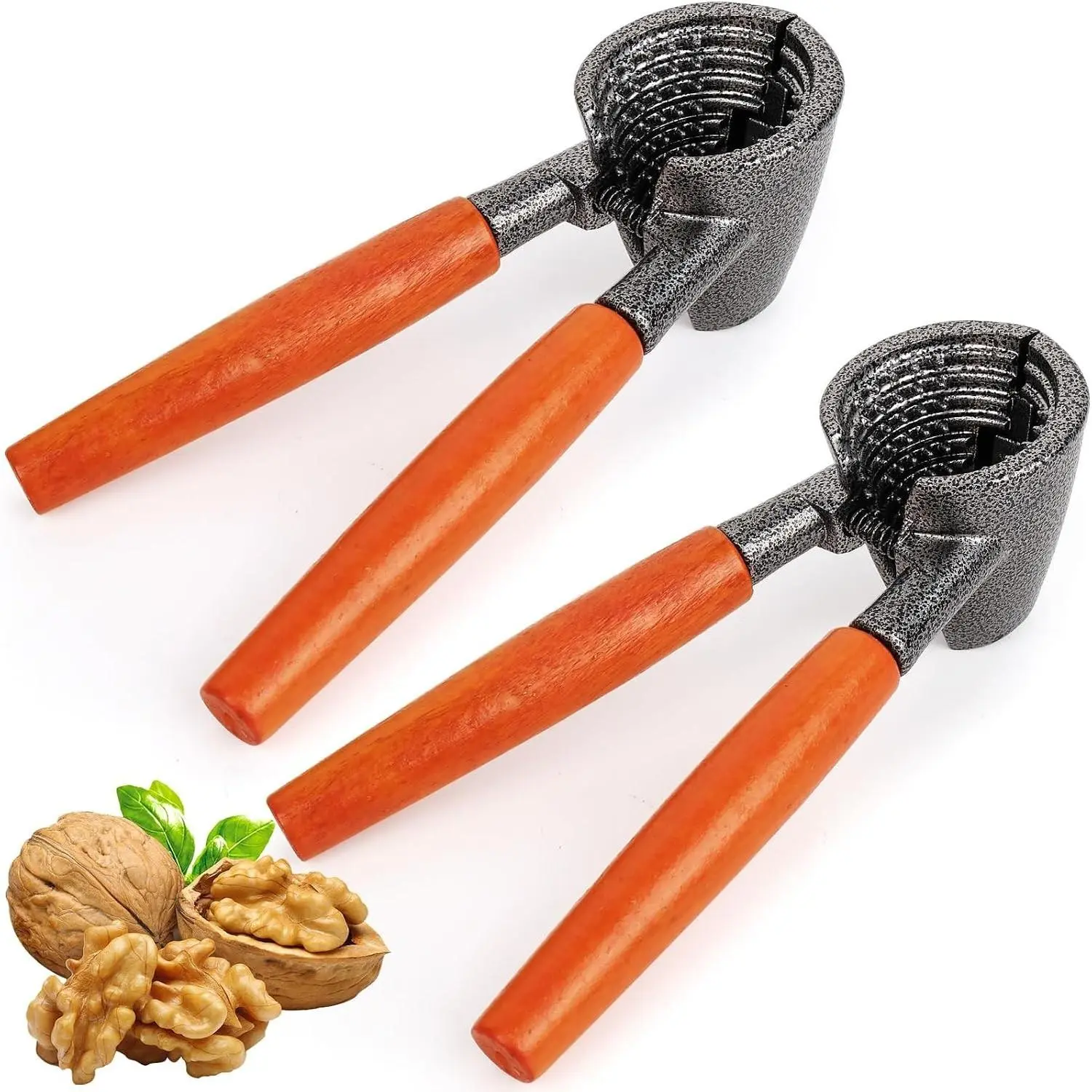 2Pack Nut Crackers Heavy Duty Nutcracker For Pecan Walnuts, Hazelnuts, Brazil Nuts, Wooden Handle