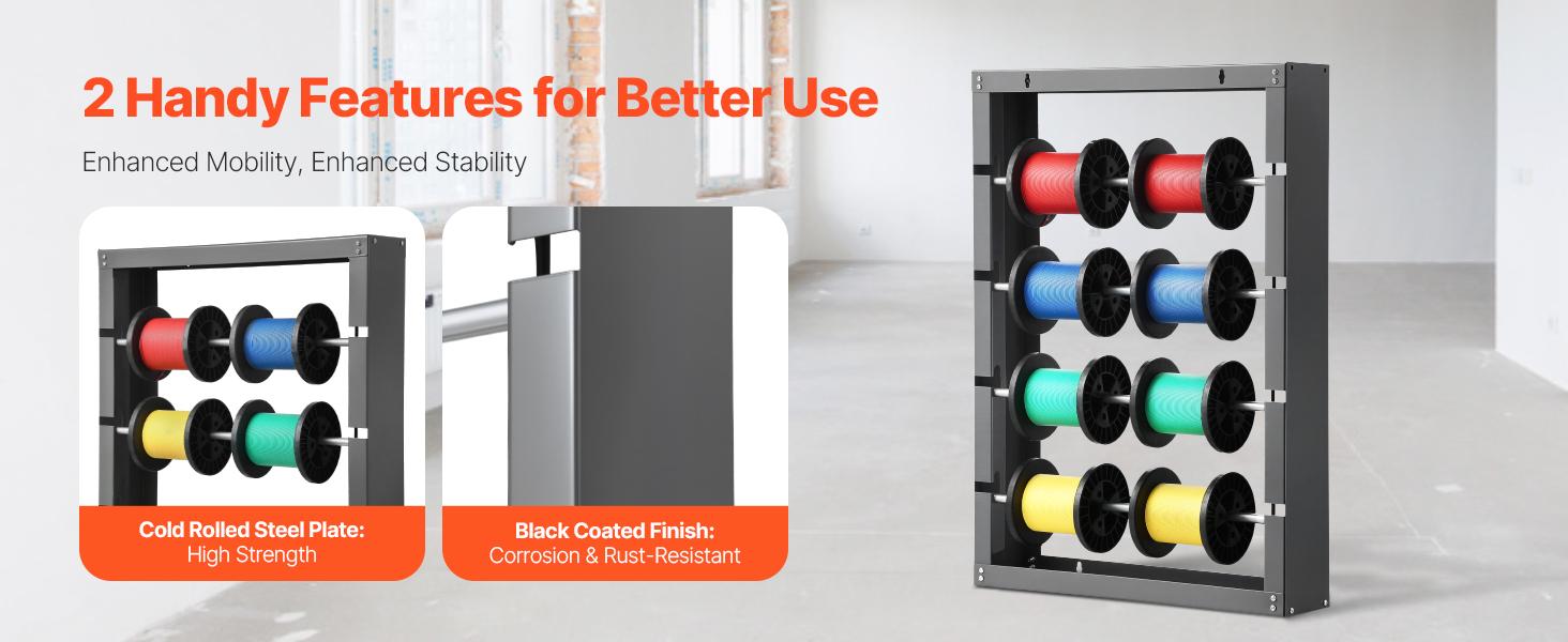 VEVOR Wire Spool Rack, 4 Adjustable Rods, Cold-Rolled Steel Wire Spool Holder Wall Mounted for Multi-Spools, Wiring Storage, 150 lbs Capacity Cable Dispenser, for Electrical Industrial Retail Use VEVOR Wire Spool Rack, 4 Adjustable Rods, Cold-Rolled Steel Wire Spool Holder Wall Mounted for Multi-Spools, Wiring Storage, 150 lbs Capacity Cable Dispenser, for Electrical Industrial Retail Use