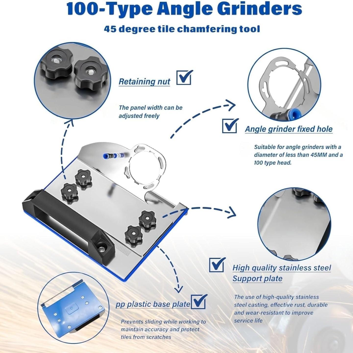 Angle Grinder Attachments Stand for the Pro, 45 Degree Tile Chamfering Tool, Ceramic Tile Cutter Tool, Precision Tile Cutting