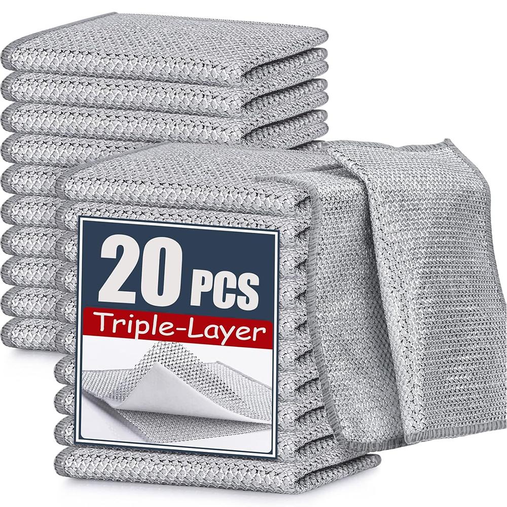 Stainless Steel Wire Dishcloth, 2/10/20pcs Durable Thick Cleaning Cloth Stainless Steel Rag, Multipurpose Dish Rags for Washing Dishes, Kitchen Cleaning Supplies