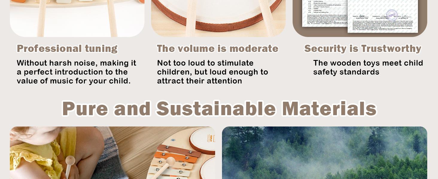 Joyreal Drum Set with Xylophone for Kids - 4 in 1 Musical Instruments Set for Toddlers, Wooden Montessori Toys, Christmas Birthday Gifts Ideas