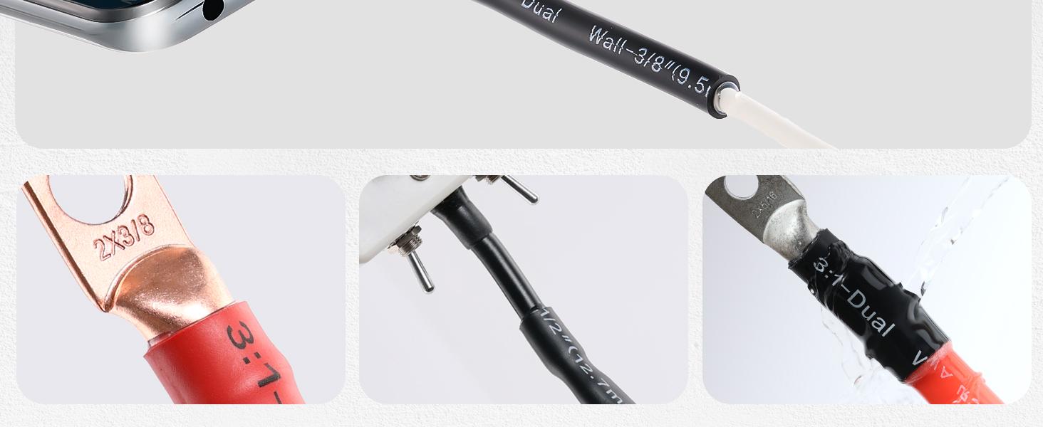 haisstronica 3:1 Heat Shrink Tubing Kit, Adhesive Lined Marine Resistant Grade Shrink Wrap - 1.75"length 6 Size Perfect for Home and Industrial, 1/8"-3/4" 220PCS - Black, Red