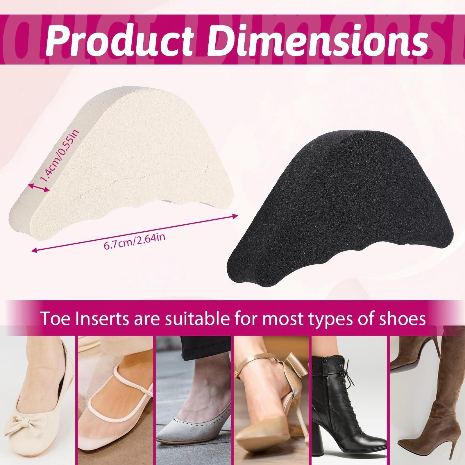 2 Pairs Adjustable Toe Filler Pads. Soft Sponge Toe Cushion Inserts Fit High Heels, Casual Shoes, Flat Shoes And Sneakers. Reusable Toe Gap Fillers For Loose Shoes, Effectively Improve Wearing Comfort. Toepads