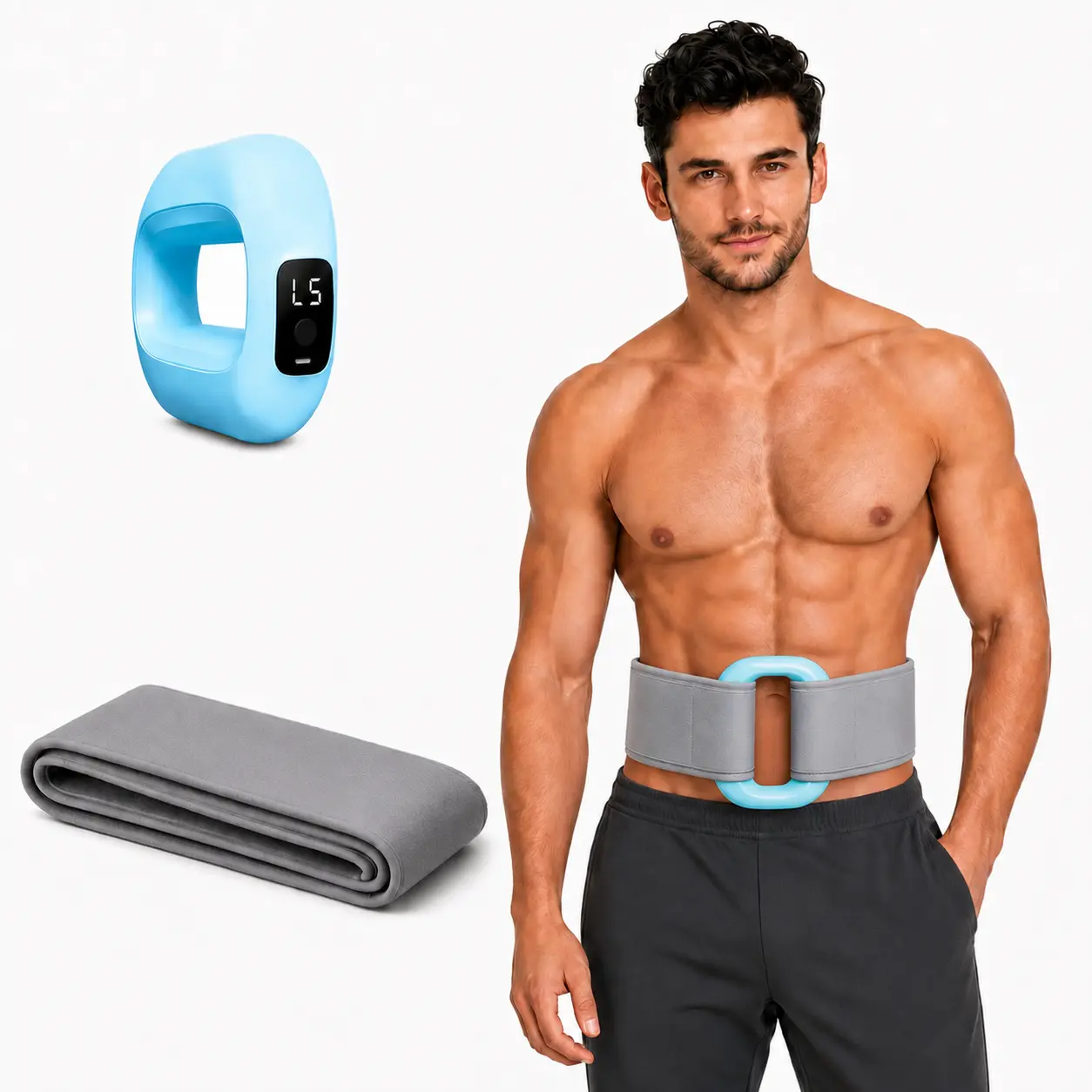 QIZHEN Fascia Massager Belt, Hands-Free Cordless Design with a Breathable Knit Strap, 8 Relaxing Modes for Deep Tissue Stomach & Lower Back Muscle Recovery sohochic