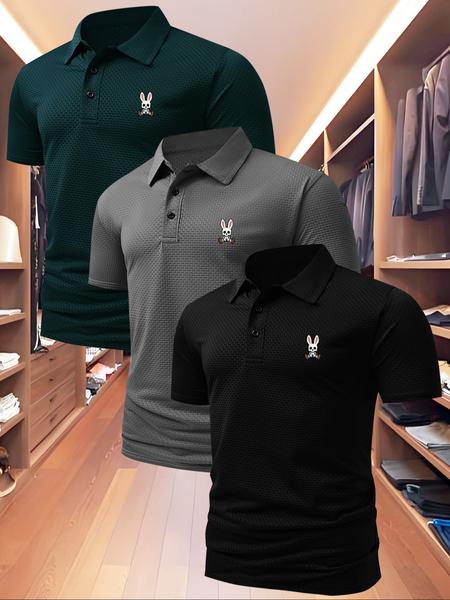 Men's High-End Golf Polo Shirt, Summer Casual Fitted Short Sleeve Top with Quick-Dry Fabric, Outdoor Sports & Leisure Wear, Perfect Birthday Gift, Golf Casual Style!