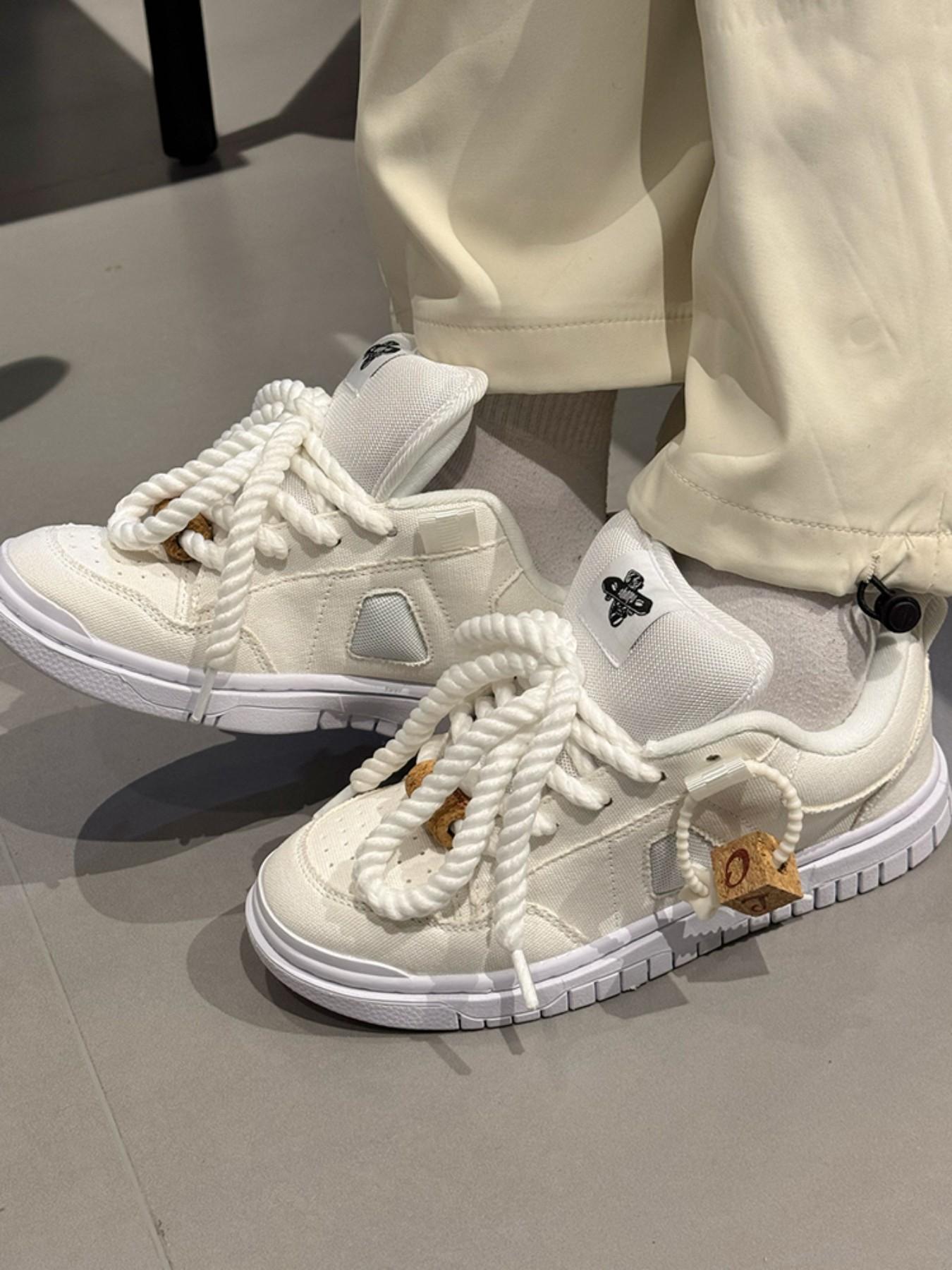 Men's Casual Canvas Shoes, Low Top Round Toe, Lace-Up Flatform, Anti-Slip Rubber Sole, Unisex Couple Sneakers, All-Season Fashion