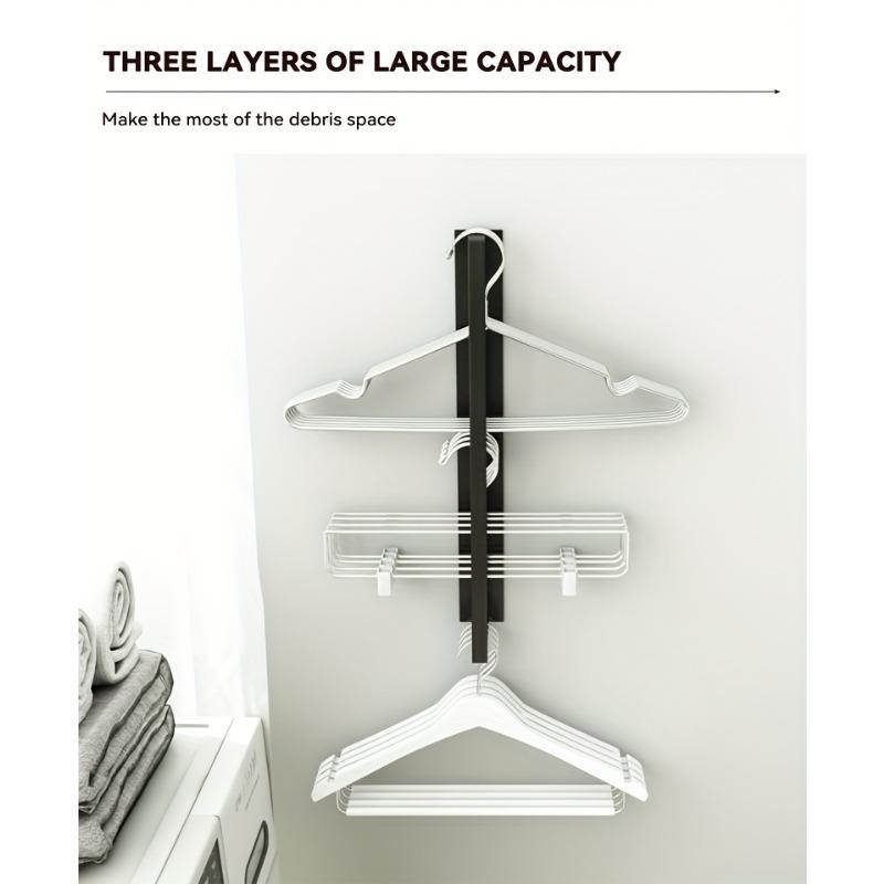 1 magnetic hanger storage rack, washing machine hanger storage rack, wardrobe laundry hanger stacking rack, balcony drying and wall hanging hanger storage rack - no punching design, simple installation, convenient storage