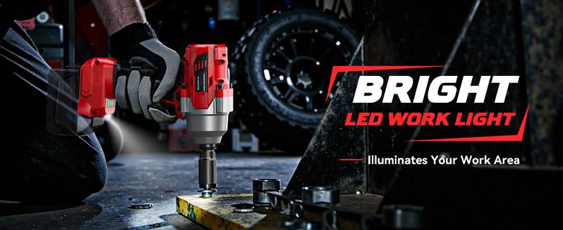 750Ft-lbs (1000N.m) Impact Wrench 1/2 inch Compatible with Milwaukee 18V Battery (Battery NOT Included!), High Torque Brushless Impact Gun with 4-Mode Speed