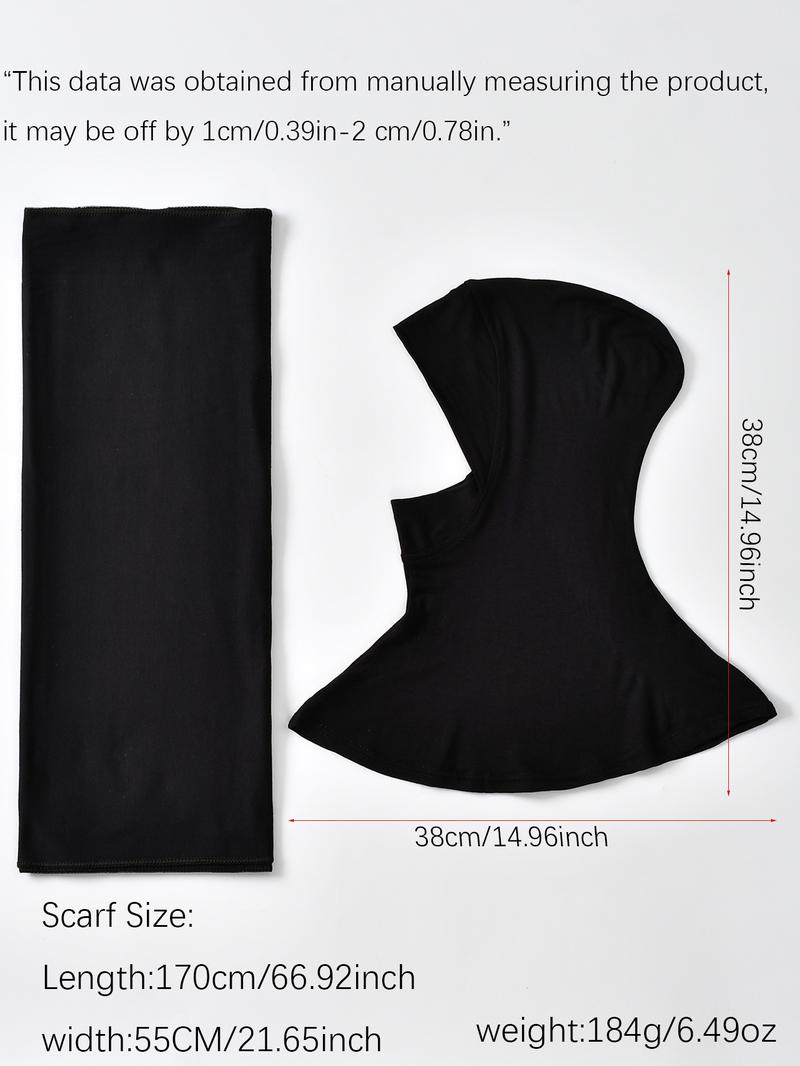 Women's Classic Plain Color Elegant Casual Chin Cover Hat + Silk Cotton, High-End Modal Knit Headscarf, Suitable for Daily Use, Outdoors, Parties, Turban Hijab