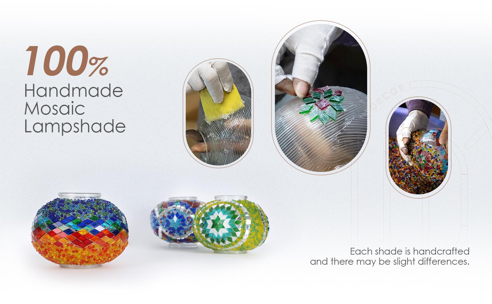 Yarra-Decor Turkish Moroccan Mosaic Table Lamp with Bronze Base - 3 Color Options Handmade Swan Neck Tiffany Mosaic Glass Bedside Lamps for Bedroom, 19" Blue1(LED Bulb Included) Home Design