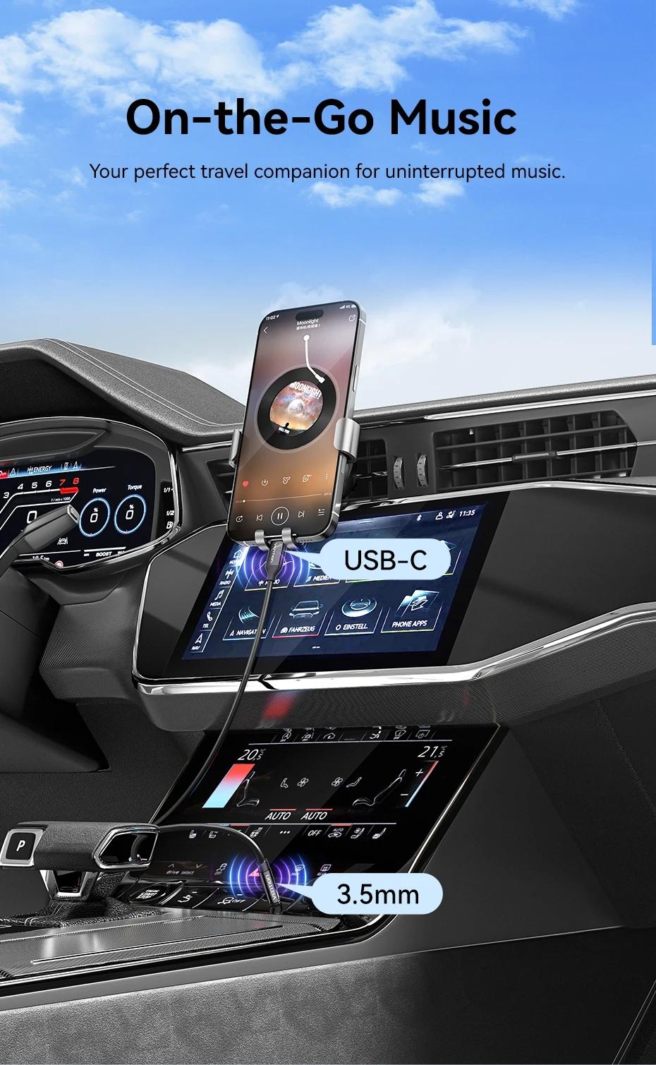 Vention USB-C Male to 3.5mm Male Jack Headphone Adapter Audio Cable with DAC Adapter Aux Audio All Earphone HiFi Splitter Cable 1m 1.5m