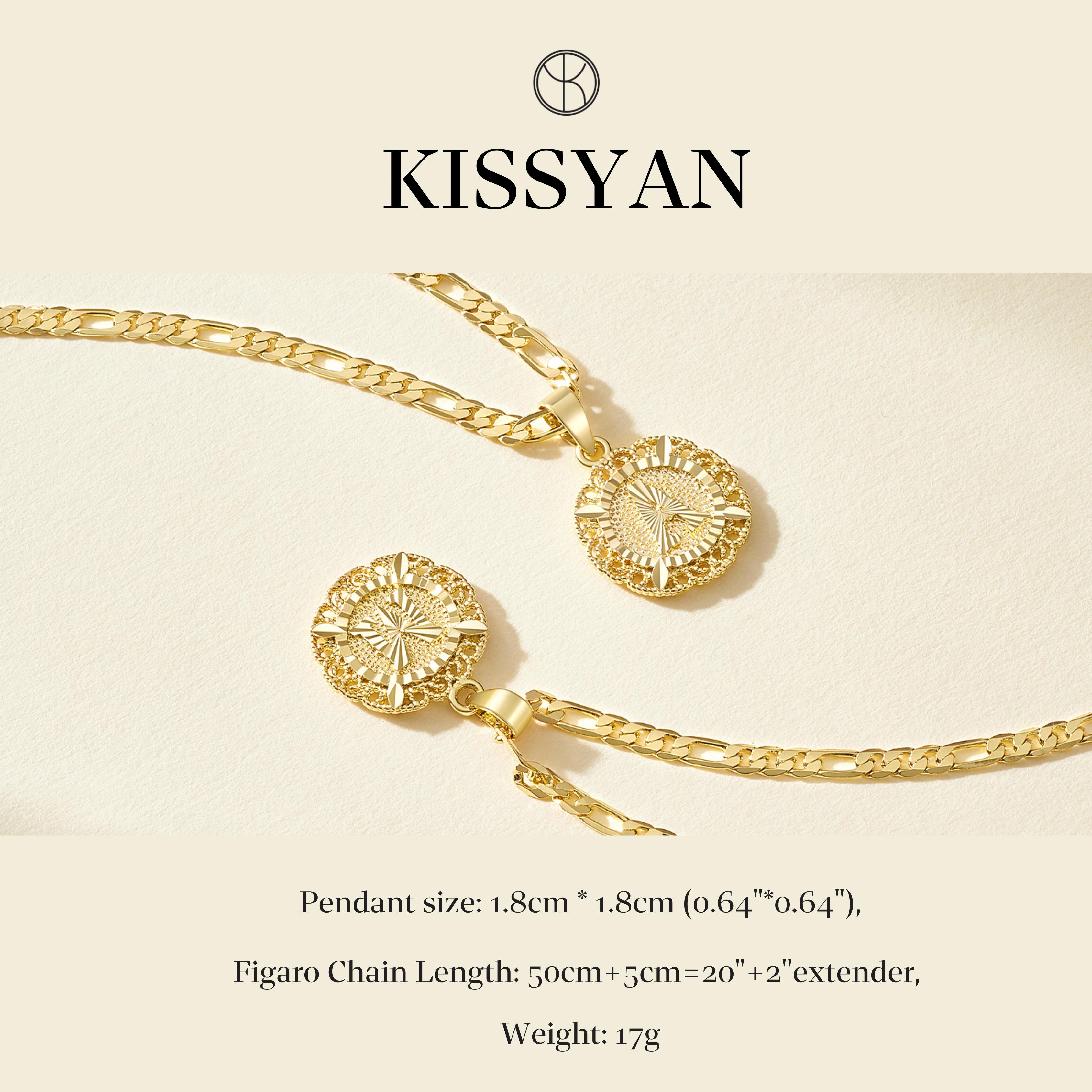 KISSYAN Initial Necklace For Women Girl, 14K Gold Plated Round Letter Pendant Necklace Capital Monogram Necklace Alhpabets from A-Z Figaro Chain Necklace TikTokShopBlackFriday