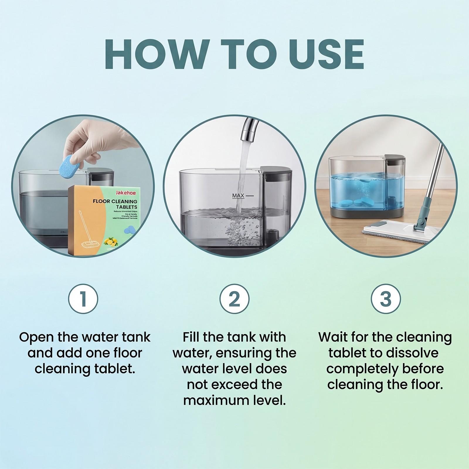 Floor Cleaning Tablets, 12 Pieces, Lemon Scent, Daily Home Floor Cleaner, Stain Removal, Fresh Fragrance, Convenient Care Tablets