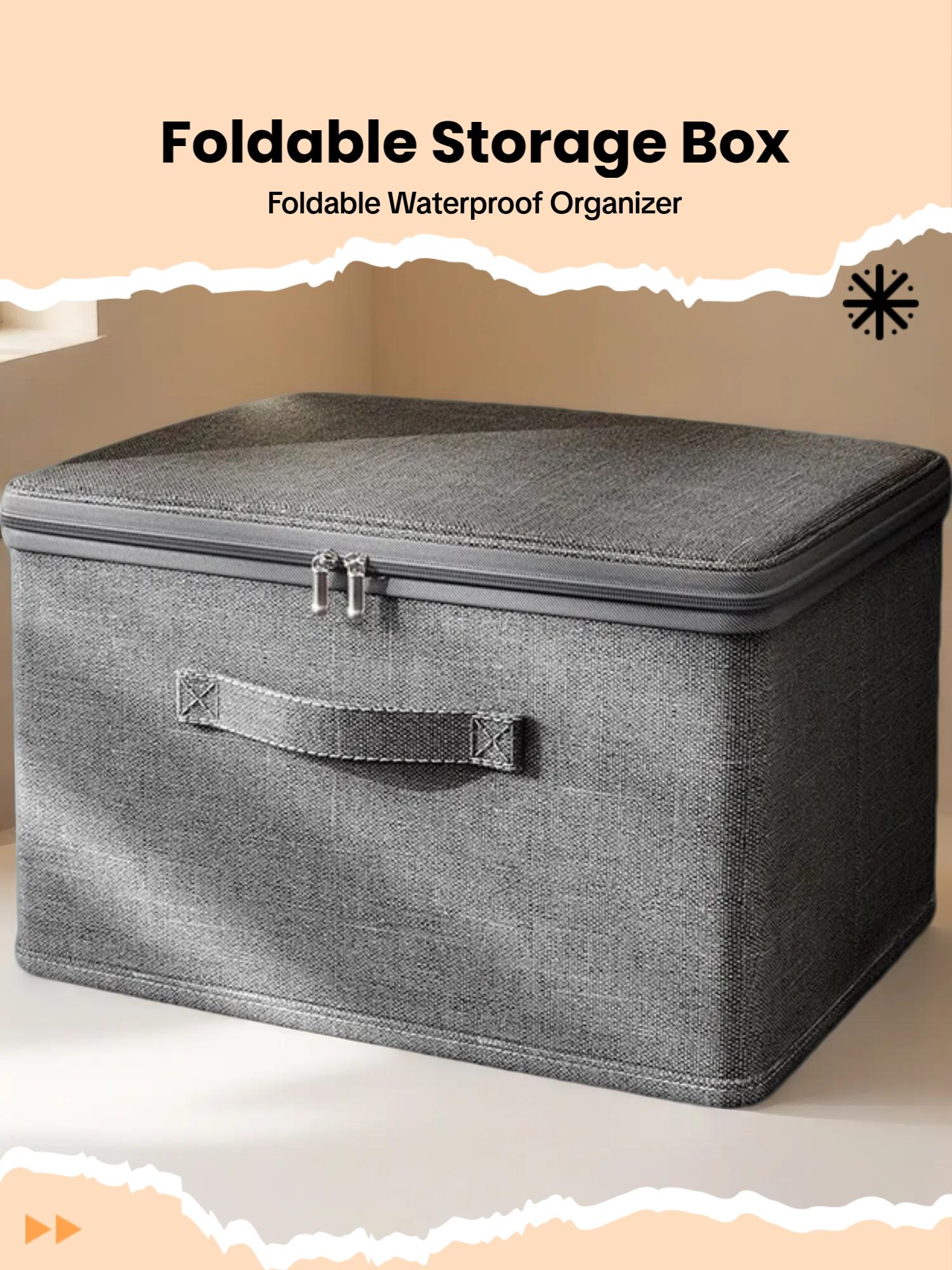 Large Foldable Storage Container, Ion Fabric, Dual Zipper Handles, Waterproof Design, Ideal for Closet, Bedroom, Kitchen, Books, Folding Storage Box