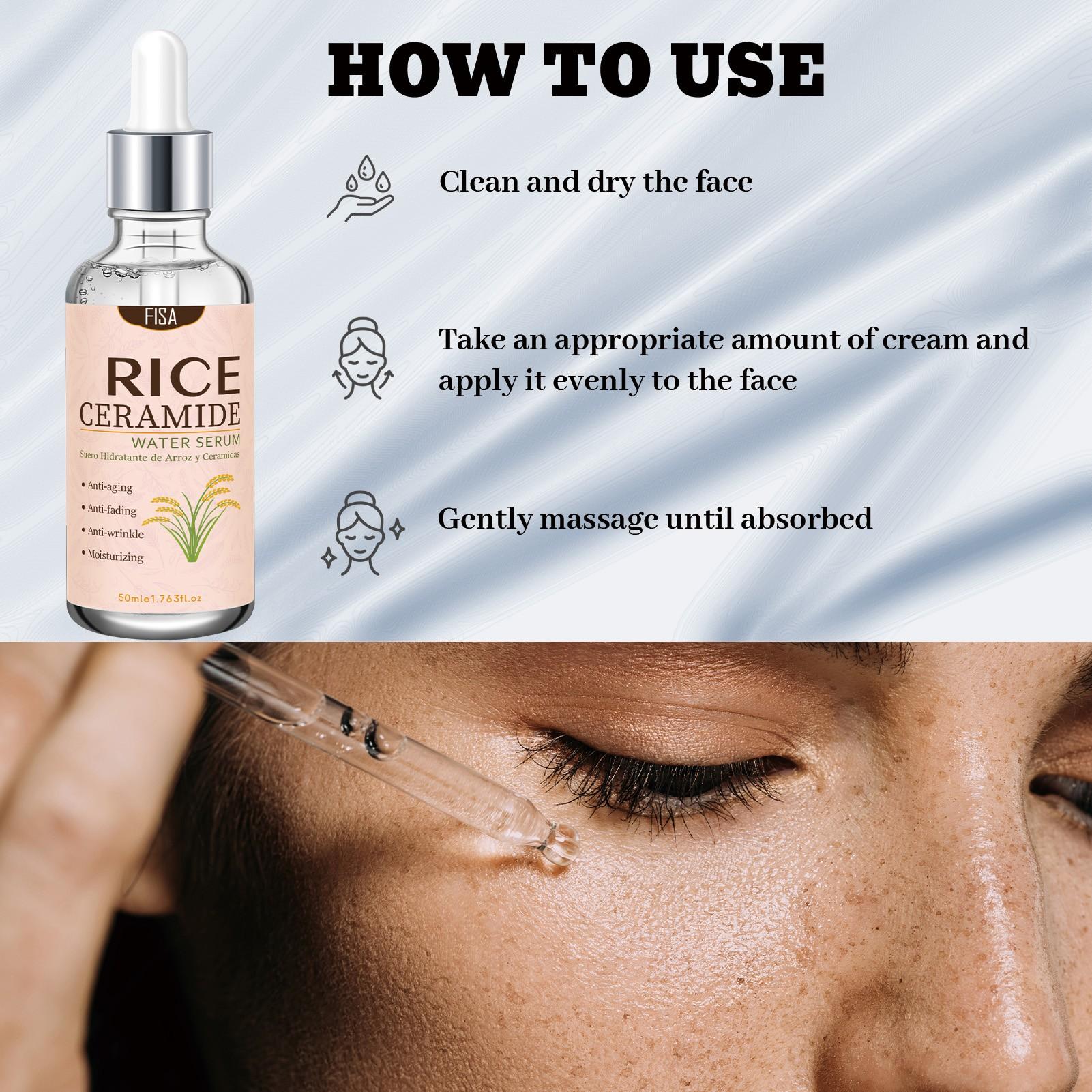 Powerful Rice Ceramide Essence, Tightens Loose Facial Contours, Boosts Skin Elasticity, Deeply Hydrates, Improves Roughness and Dullness
