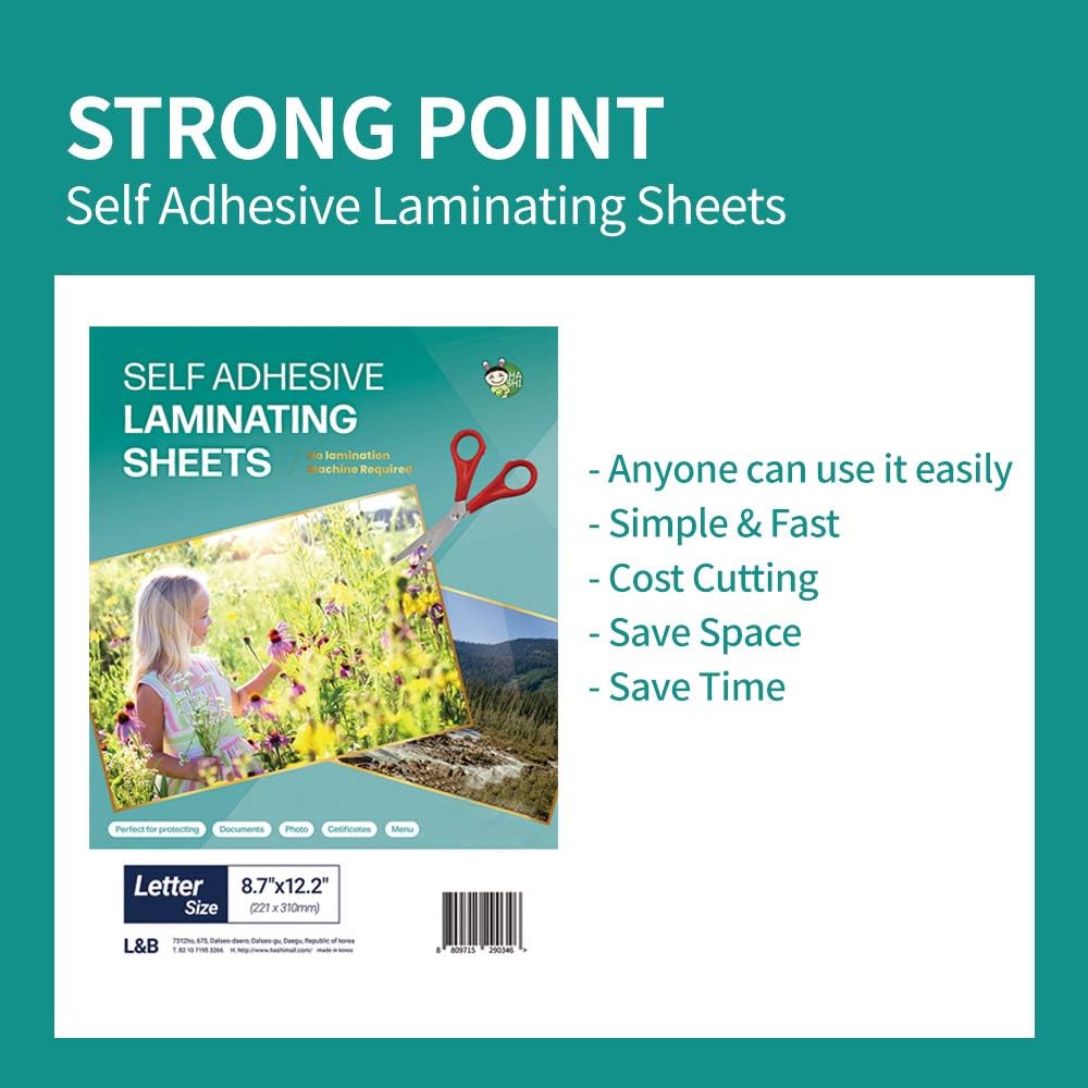 No-Machine Self-Adhesive Laminating Sheets, Clear, Letter, 20 Pk | Peel-and-stick cold lamination, no laminator required. 4 mil sheets seal photos, cards, IDs and paperwork, cut to fit.
