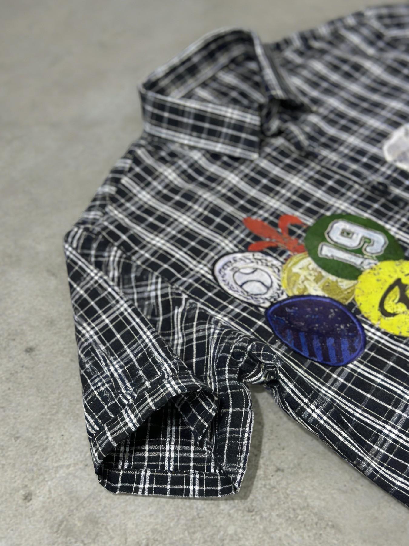 Viral Trendy Patch Badge 95 Number Plaid Short-Sleeve Shirt - Oversized ...