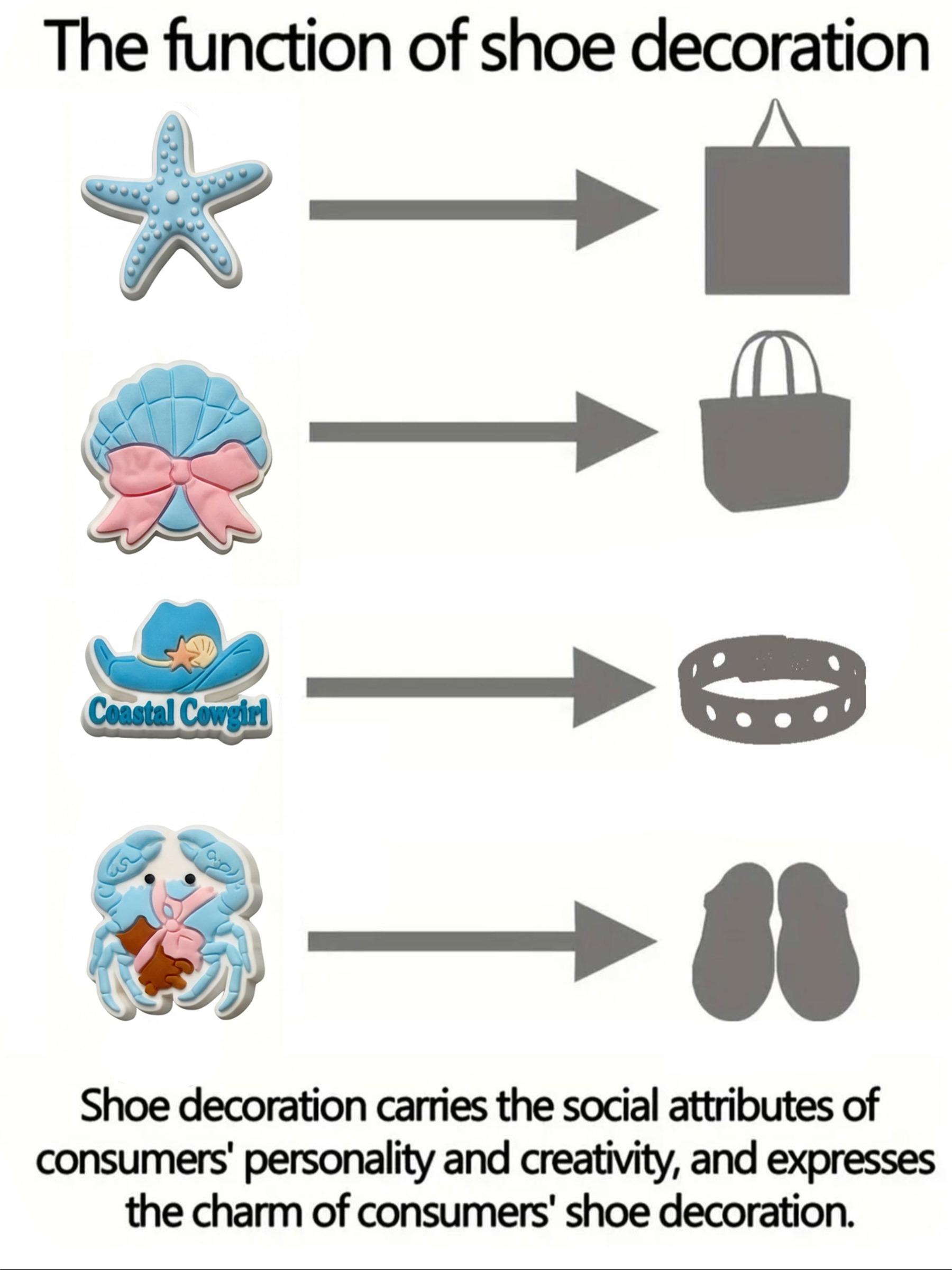 12 Pcs Blue Ocean Summer Series Shoe Accessories, Buckle Decor for Flat Shoes, High-Quality, Perfect Gift