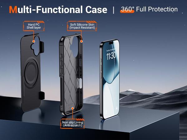 Temdan Designed for iPhone 16 Case Magnetic Dropproof Heavy Duty Tough Rugged Shockproof Phone Case Smartphone Cover Protector Protection