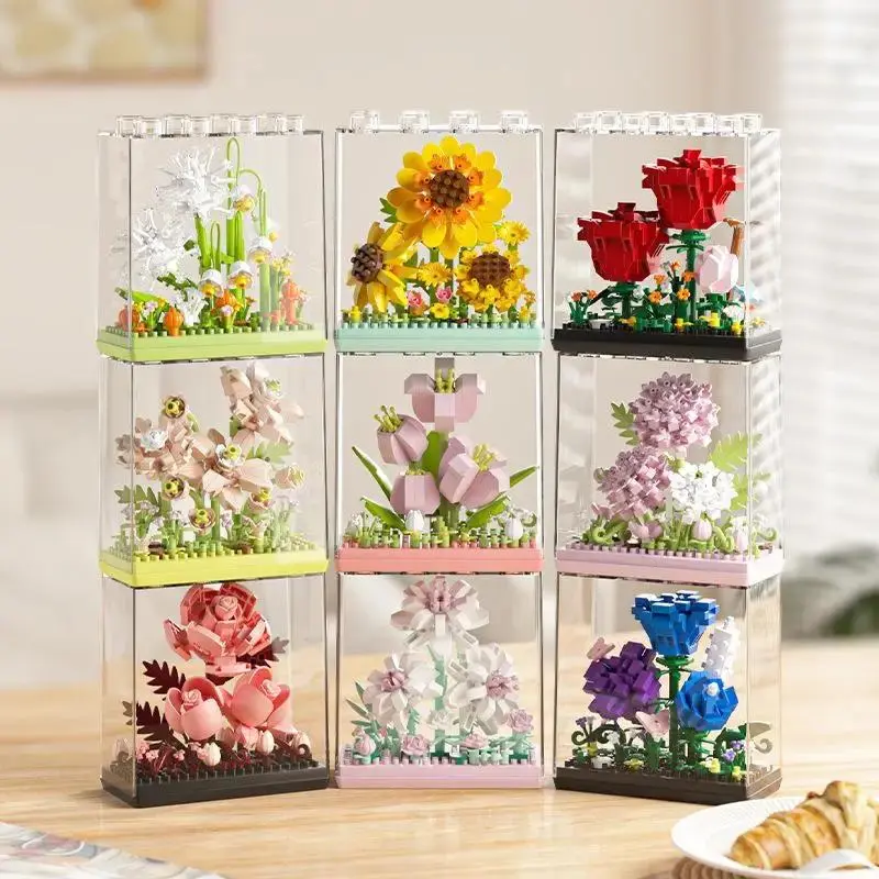 Sunflower Building Block Set DIY Flower Model Assembly Toy Decorative Brick Toy